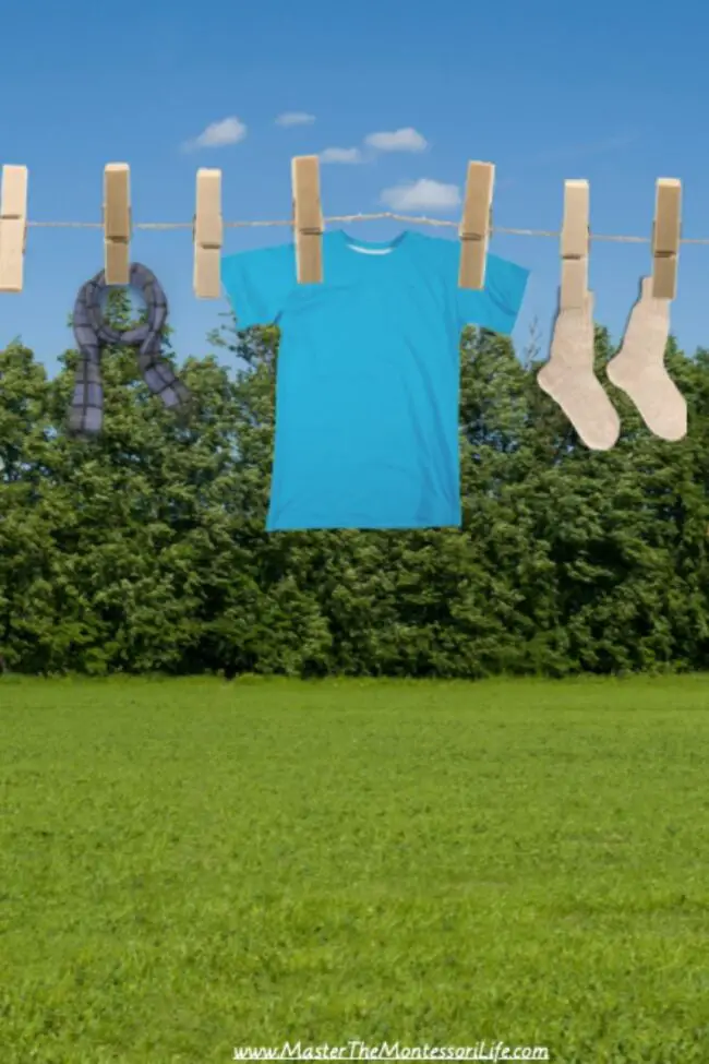 How to Use Clothespins to Hang Clothes, Practical Life Lesson