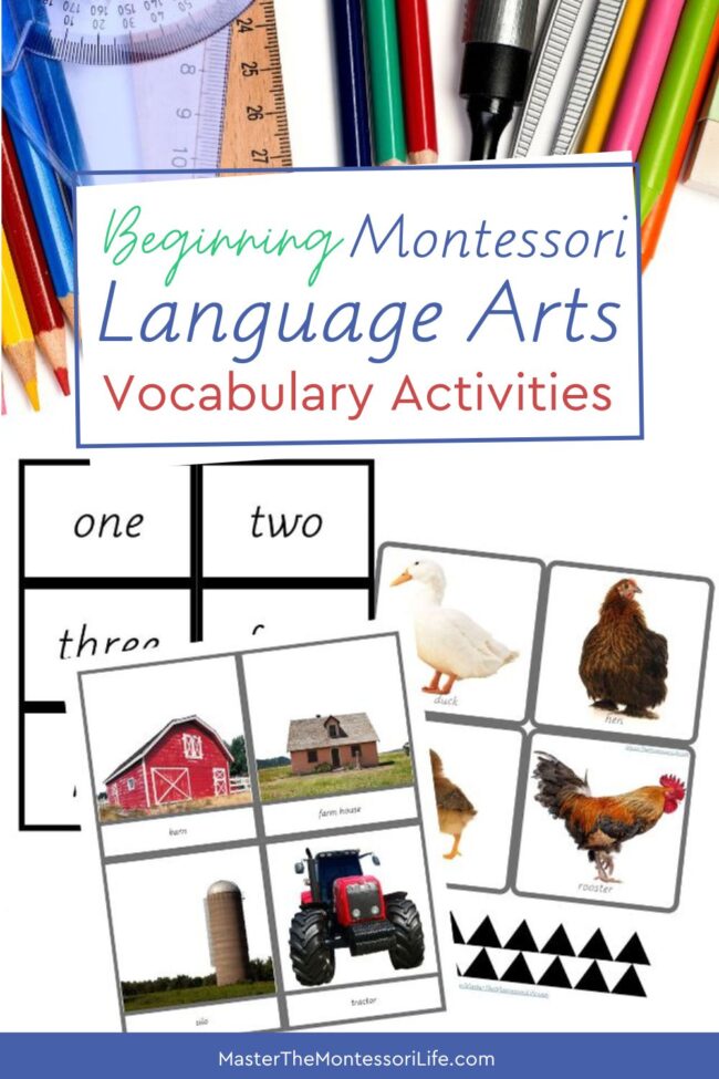 Montessori Language Arts is an important academic subject in this philosophy. Learning vocabulary words is key to reading success.
