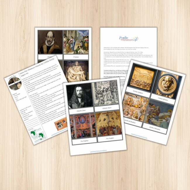 Introduce your child to the splendor of classic European art with our Montessori Art Set 1 (1300s-1500s) 3-Part Cards.